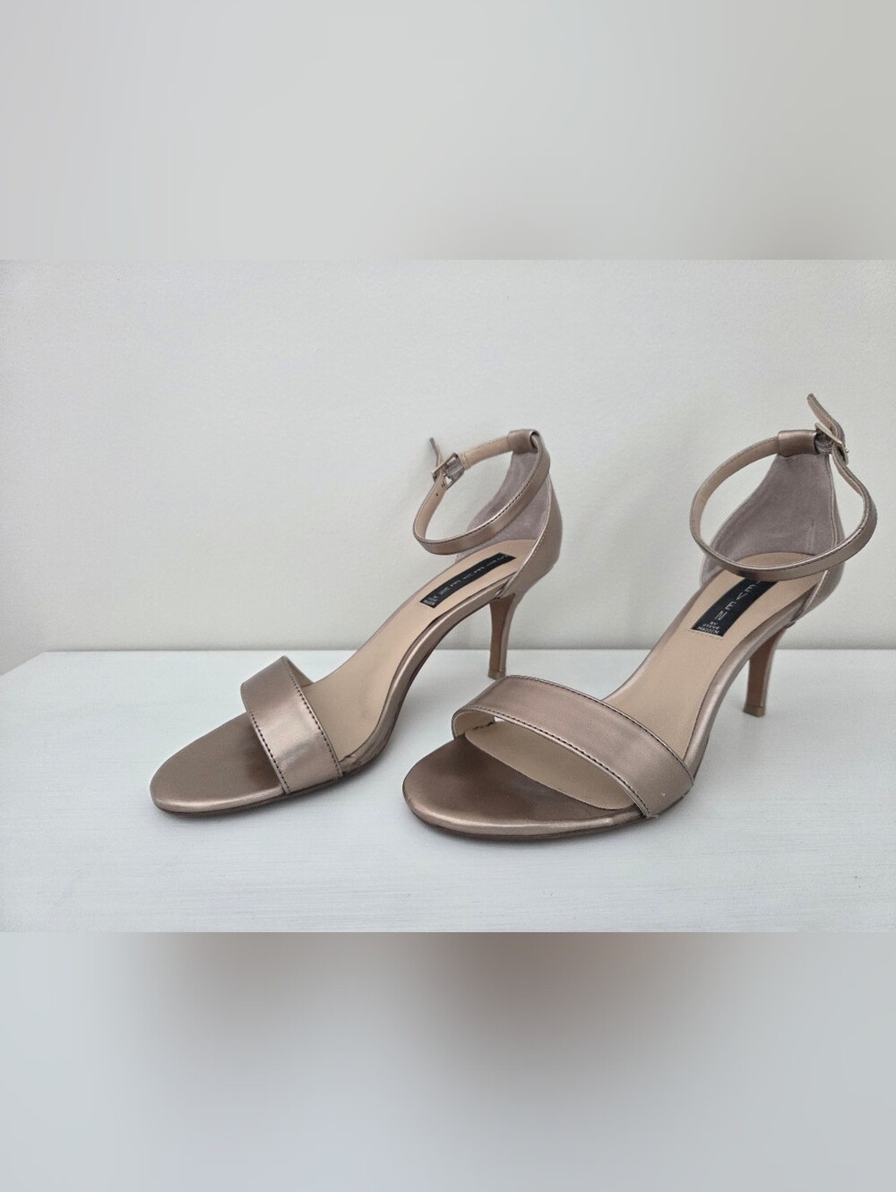 Steve Madden Women's Ankle-Strap Bronze/Gold Metallic Heeled Sandals
